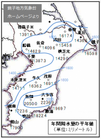年間降水量の平年値「千葉県の気象特性」 