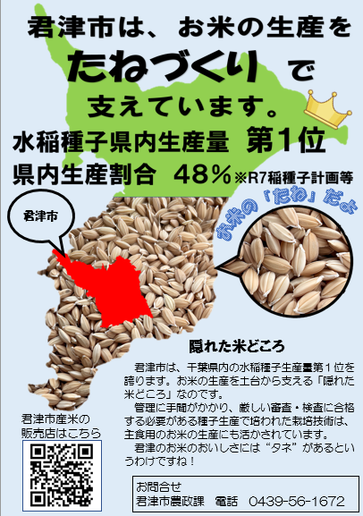 君津市は水稲種子生産量県内第一位