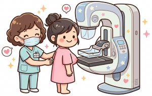 マンモ撮影イラスト