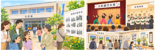 公民館文化祭のイメージ画像。こちらは生成AIで作成しました。