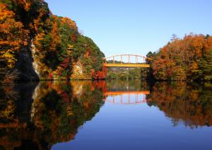 亀山湖の紅葉の写真